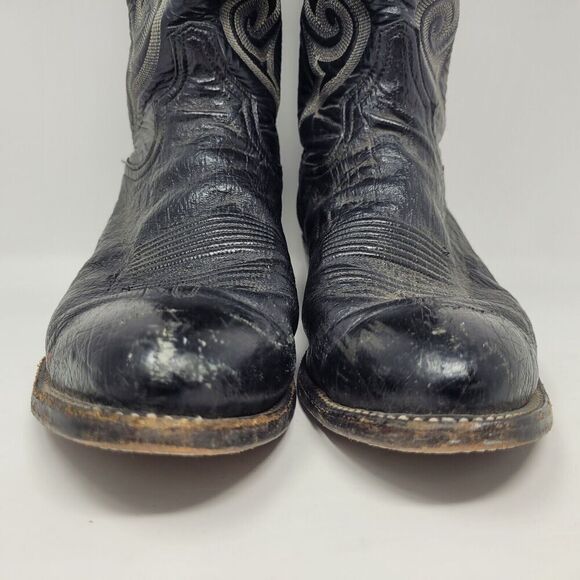 Tony Lama Boots Mens 8.5D Black Leather Western Cowboy Rodeo 8410 - Picture 7 of 11
